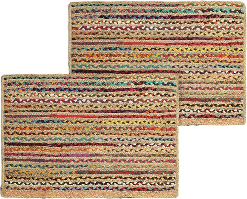 Miniatura 37 de RedEarth · Alfombra rectangular - 2'x3' de yute natural trenzada con respaldo antideslizante - Alfombra boho tejida a mano para dormitorio, cocina
