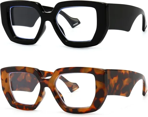 Miniatura 15 de Breaksun - Lentes de luz azul con marco grueso para mujeres y hombres, moda, cuadrados sobredimensionados, gafas de juegos de computadora