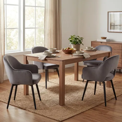 Miniatura 14 de HEAH-YO Juego de 2 sillas decorativas giratorias modernas, sillas de comedor de piel sintética con reposabrazos y patas de metal negro, sillas