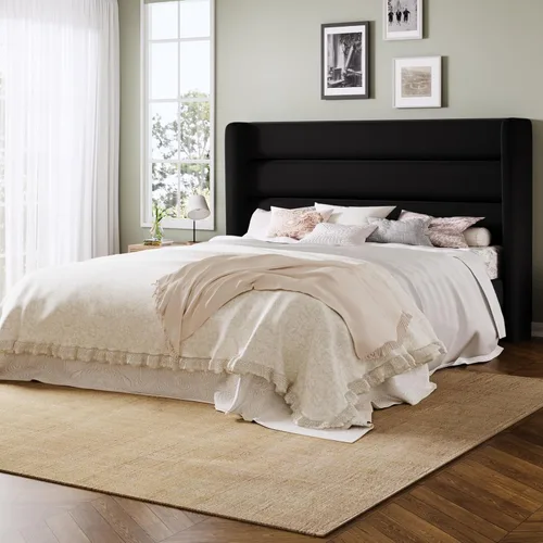 Miniatura 14 de Allewie - Base de cama tamaño Queen con cabecera acolchada tapizada en terciopelo con respaldo abatido, sin necesidad de somier, espacio de Blanco