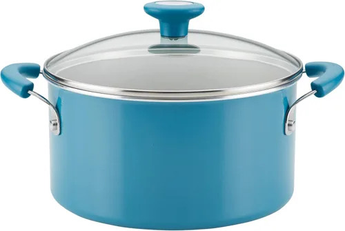 Miniatura 8 de Rachael Ray Get Cooking! Juego de ollas y sartenes antiadherentes, incluye bandeja para hornear y herramientas de cocina, 12 piezas, turquesa