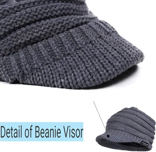 Miniatura 7 de FORBUSITE Gorro de punto cálido para mujer con diseño de cola de caballo para coleta, gorro B085