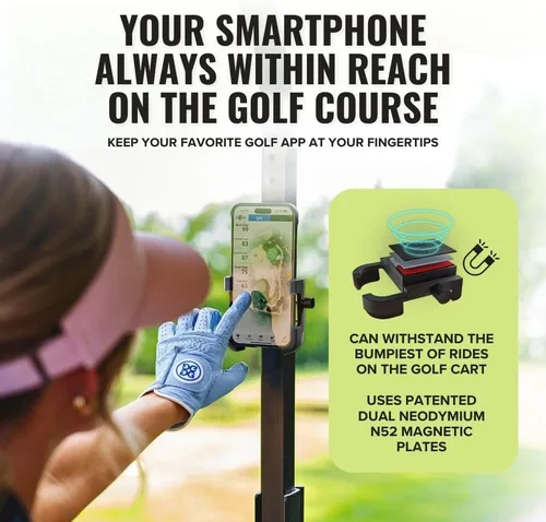 Miniatura 2 de Stripebird - Soporte Magnético Original para Teléfono de Golf - Accesorio para Carrito de Golf - Montura delgada para Smartphone - Almacena y Accede