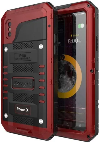 Miniatura 11 de Beasyjoy Funda de metal para iPhone Xs iPhone X/10, resistente al agua, resistente, protección de cuerpo completo, a prueba de golpes, resistente