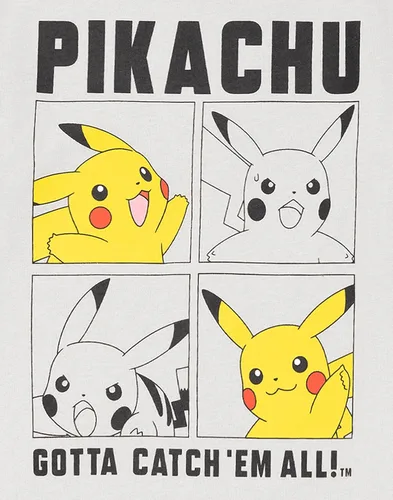 Miniatura 2 de Pokemon Camiseta Niños Niños Skater Ropa Gris Pikachu Game Top