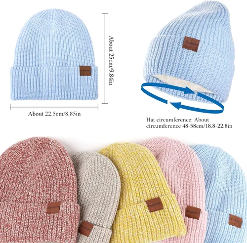 Miniatura 6 de Gorro de invierno para mujer doble capa con forro grueso, suave, cómodo, resistente al viento, cálido, gorro de invierno con calavera, regalo