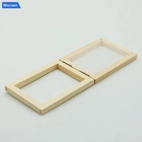 Miniatura 4 de Worown - Pantallas de fabricación de papel A7, molde pequeño de madera para hacer papel y cubierta, (4 x 5 pulgadas) marcos de fabricación de papel