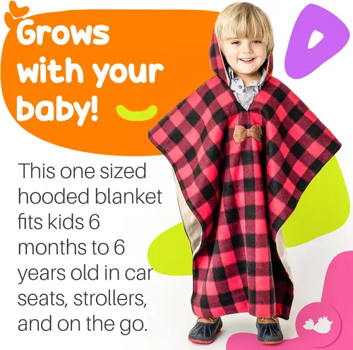 Miniatura 2 de Birdy Boutique Poncho para asiento de automóvil para niños, manta cálida reversible con capucha, seguro de usar sobre cinturones de seguridad, fácil
