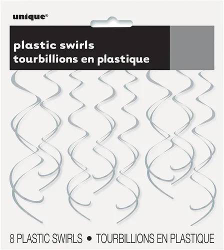 Miniatura 10 de Decoraciones de remolinos de plástico para colgar, empaque de 8 unidades, de la marca Unique, 26", Negro