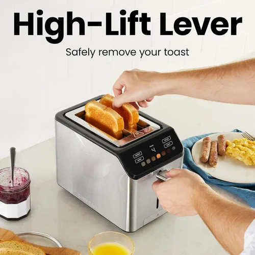 Miniatura 5 de Chefman Smart Touch - Tostadora digital de 2 rebanadas, 6 configuraciones de tostado, controles de pantalla táctil, ranuras extra anchas para panes