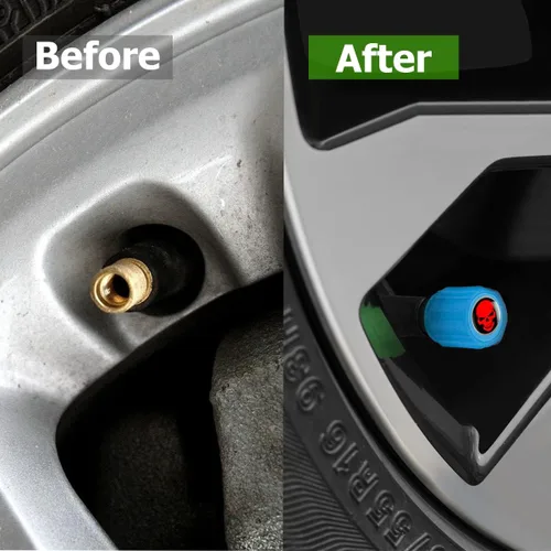 Miniatura 6 de 12 piezas de tapones fluorescentes con forma de calavera para válvulas de neumáticos de automóvil, cubierta de válvula de rueda de ABS resistente a