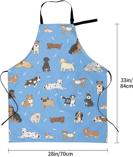Miniatura 6 de Perinsto Delantal Impermeable para Mascotas Perros Gatos Animales Lindos con Babero para Aseo Cocina Horneado Pintura Jardinería Perro (azul)