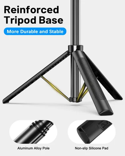 Miniatura 6 de Kit de vlogging para iPhone/Android, trípode para selfie stick de 180 cm para iPhone con luz de relleno, micrófono inalámbrico y control remoto