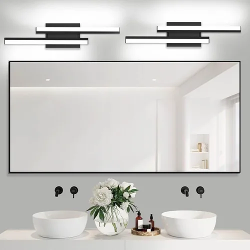 Miniatura 10 de Barra de luz LED para tocador de baño de 18 pulgadas, accesorio de iluminación sobre espejo de 18 W, 5000 K, barra de luz negra para tocador