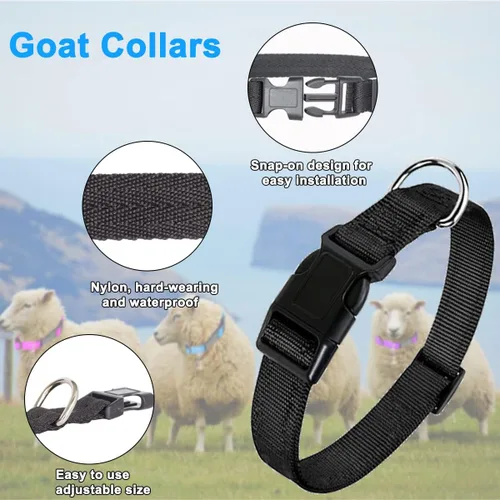 Miniatura 3 de Collares de cabra con campanas, paquete de 10 unidades, collar de cabra ajustable de oveja, material de nailon con campana de latón, campana fuerte