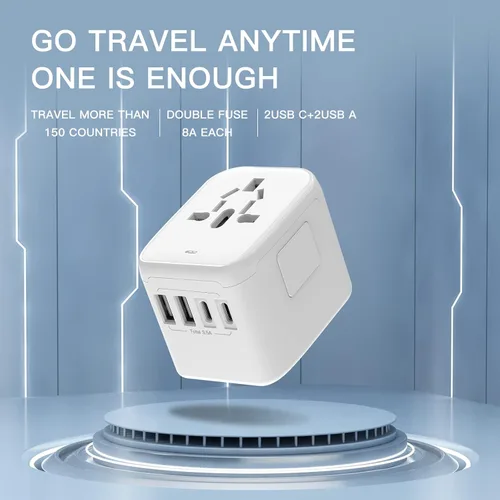 Miniatura 8 de VYLEE Adaptador de enchufe de viaje universal internacional, adaptador de enchufe de viaje europeo 5 en 1 con 3.5A, 2xUSB-A y 2xUSB C cargador