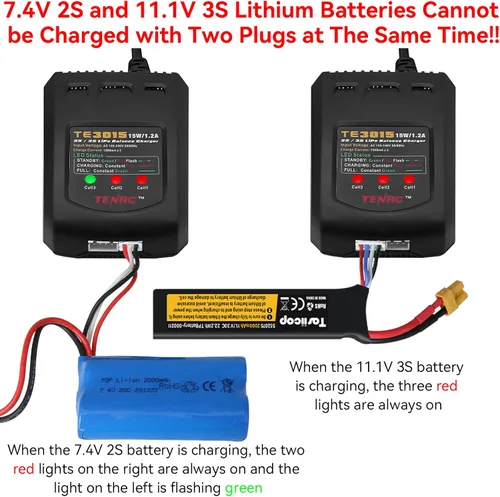 Miniatura 4 de LiPo Cargador de batería - 2S 3S RC Baterías Balance Cargadores AC 7.4-11.1V 15W 1.2A con XH3P XH4P Plug para RC Car LiPo Batería Barco Avión Camión