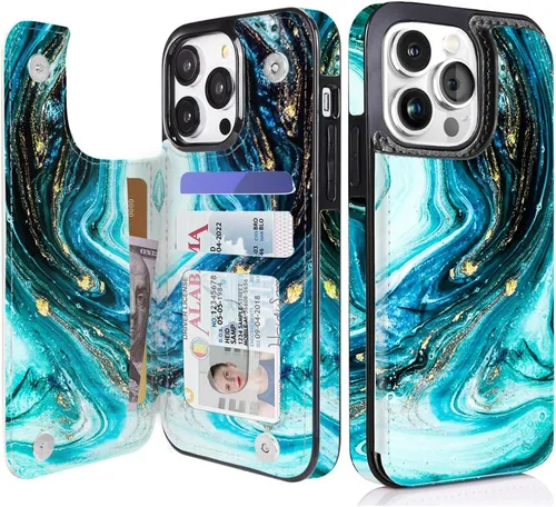 Miniatura 28 de uCOLOR Funda compatible con iPhone 13 Pro Max de 6.7 pulgadas con ranura para tarjetero, función atril, doble cierre magnético y diseño de bloqueo