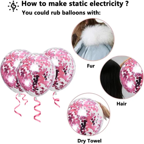 Miniatura 7 de Togvu Globos rosa intenso y rosa bebé, 60 paquetes de 30,5 cm, globos de látex rosa premium con globo de confeti para decoración de fiesta de San