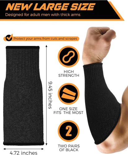 Miniatura 2 de Geyoga 2 pares de mangas resistentes a los cortes, protección de brazos, nivel 5, fundas protectoras de seguridad, protectores de brazos para Negro