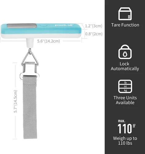 Miniatura 3 de pack all 110 Lbs Luggage Scale, Digital Handheld Luggage Scale, Travel Weight Scale for Luggage with Backlit LCD Display