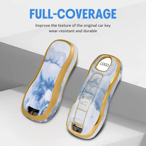 Miniatura 4 de Funda para llavero Porsche, funda de TPU suave premium compatible con Porsche 911 Cayenne Panamera Macan (patrón celadón)
