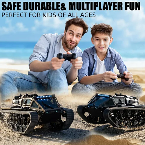 Miniatura 6 de XINGRUI Carro de control remoto a escala 1:16, tanque de control remoto militar todoterreno con 4WD, velocidad y dirección ajustables, 2
