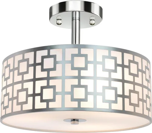 DLLT Lámpara de Techo Empotrada: Moderna Lámpara de 3 Luces en Níquel Cepillado para Cocina - Accesorio de Iluminación Tipo Tambor para Comedor -