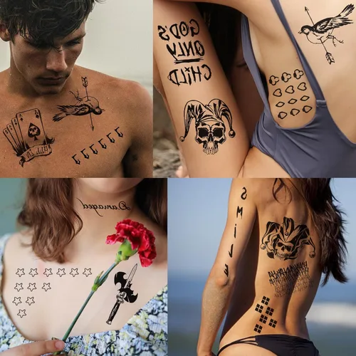Miniatura 5 de Tatuajes temporales de Halloween, 4 hojas de tatuajes temporales falsos para hombres y mujeres, perfecto para Halloween, cosplay, disfraces