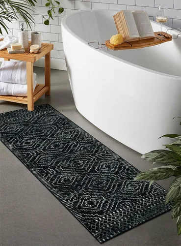 Miniatura 7 de Wonnitar Alfombra Corredor de Cocina Lavable 2x6, Corredores Marroquíes Negros para Pasillo, Tapete Antideslizante Bohemio Suave para Baño Alfombra