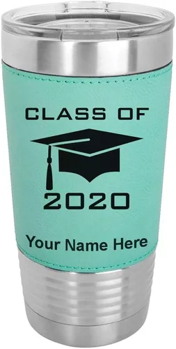 Miniatura 24 de LaserGram Vaso aislado al vacío de 20 onzas, con grabado personalizado incluido (piel sintética, estilo béisbol)