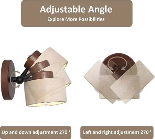 Miniatura 4 de Aplique de pared ajustable de piedra natural - Lámpara de baño de mármol con cableado directo, lámpara rústica de estilo campestre, iluminación
