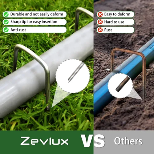 Miniatura 4 de Paquete de 300 estacas de jardín de 4 pulgadas, grapas de jardín galvanizadas resistentes para vallas, césped, barreras de malezas y telas
