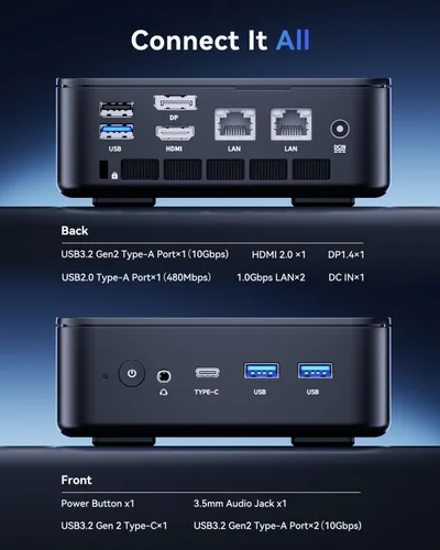 Miniatura 8 de KAMRUI Mini PC AM06PRO, AMD Ryzen 5 5500U (6C/12T, hasta 4.0 GHz), Mini Tower PC 16GB DDR4 512GB M.2 2280 NVME SSD Mini computadora de escritorio