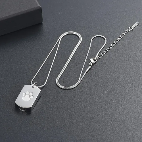 Miniatura 5 de Collar de urna de cremación para cenizas para mascotas, joyería conmemorativa de cenizas con estampado de patas, colgante de recuerdo, deja una foto