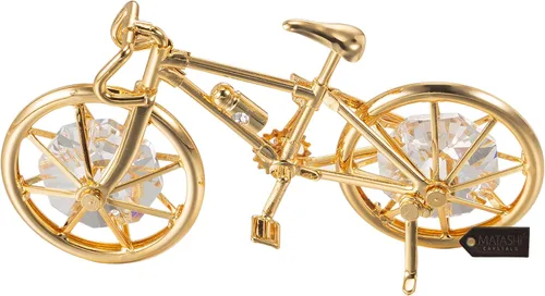 Matashi Adorno de bicicleta chapado en oro de 24 quilates, decoración de escritorio de oficina en casa, pieza de exhibición para dormitorio, sala de