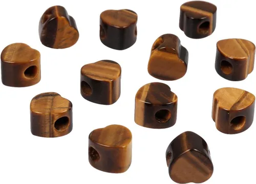 Miniatura 4 de TUMBEELLUWA Cuentas de piedra para la fabricación de joyas, cuentas sueltas con forma de corazón de cristal curativo con agujero grande, paquete