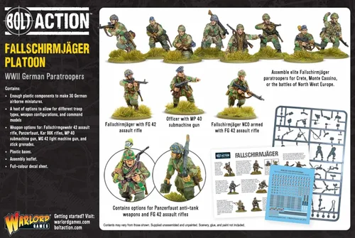Miniatura 5 de Warlord Games Paracaidistas aerotransportados alemanes Fallschirmjager - Miniaturas de plástico a escala de 1.102 in para Bolt Action Miniaturas