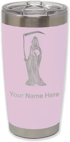 Miniatura 25 de LaserGram Vaso aislado al vacío de 20 onzas, Santa Muerte, grabado personalizado incluido (negro)