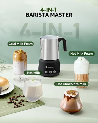 Miniatura 5 de Maestri House Espumador de leche, vaporizador y espumador de leche eléctrico 4 en 1, 16.9 onzas, 600 W, control táctil inteligente, máquina