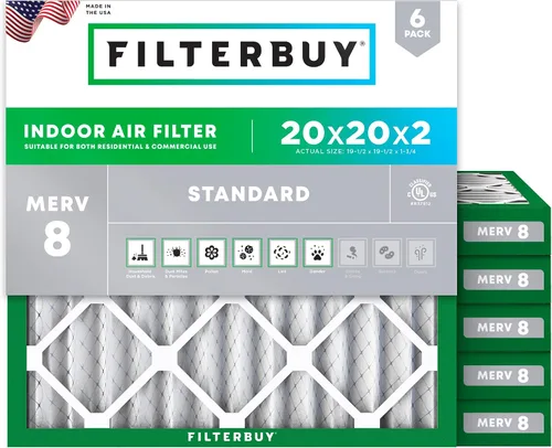 Miniatura 109 de Filterbuy Filtro de aire MERV 8 de 8 x 14 x 1 pulgadas para defensa contra el polvo y las alergias (paquete de 6), electrostático plisado HVAC