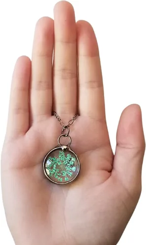 Miniatura 29 de Queen Anne's - Collar de encaje con colgante de flor prensada real en cristal hecho a mano, joyería de flores silvestres, collares de encaje