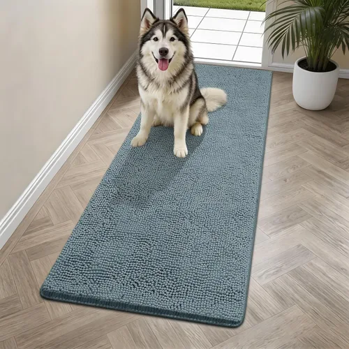 Miniatura 40 de Bcoimo Tapete súper absorbente para puerta de perro, 30 x 20 pulgadas, tapete antideslizante para patas fangosas, alfombras para mascotas para patas