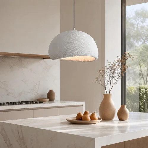 Miniatura 12 de Lámpara colgante Wabi Sabi de 11.8 pulgadas, luminaria de techo japonesa moderna para comedor, isla de cocina, pasillo, lámpara colgante gris
