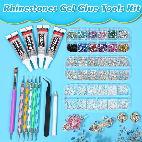 Miniatura 3 de shynek B7000 - Pegamento de joyería con diamantes de imitación para manualidades, 6300 diamantes de imitación con gemas adhesivas para zapatos, tela