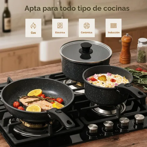 Miniatura 4 de SODAY Juego de 15 piezas de ollas y sartenes antiadherentes, juegos de utensilios de cocina con mango desmontable, herramientas de cocina