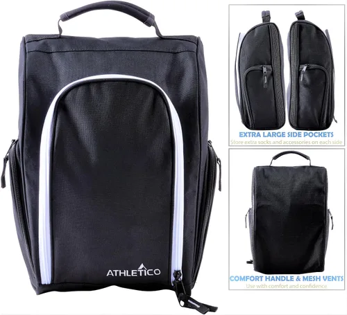 Miniatura 2 de Athletico Bolsa para zapatos de golf – Bolsas portadoras de zapatos con cremallera con ventilación y bolsillo exterior para calcetines, camisetas