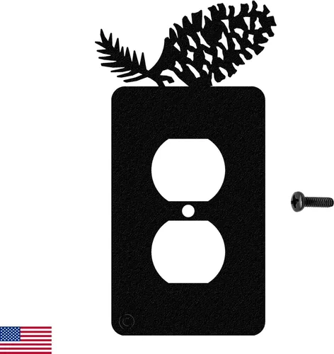 Miniatura 12 de Pine Cone - Placa de pared de doble toma de corriente dúplex (doble potencia, negro) - Fabricado en Estados Unidos