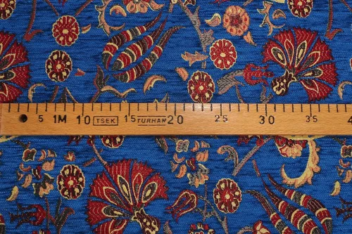 Miniatura 3 de Tela de tapicería, Tela turca por metro, por The Yard, Tela de tapicería de chenilla jacquard con patrón de clavel azul marino - Seleccione - 1