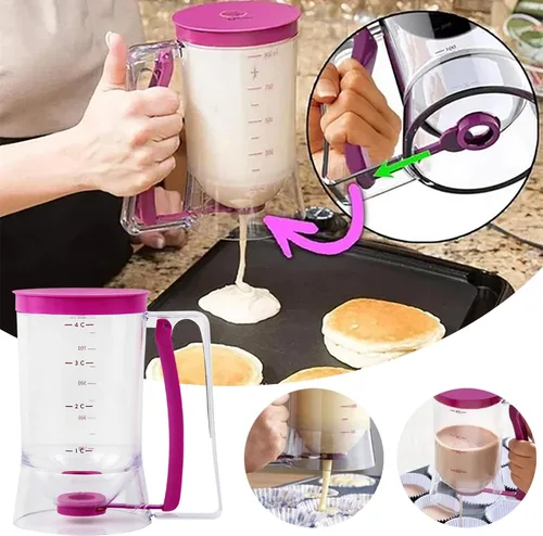 Miniatura 2 de Dispensador de masa para panqueques - Dispensador separador de masa, dispensador de mano para cupcakes, embudo de masa, taza de medición